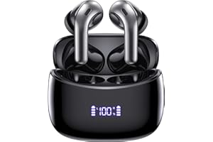 ZINGBIRD Wireless Earbuds Bluetooth Headphones 60H Playtime Ear Buds with LED Power Display Charging Case Earphones in-Ear Earbud with Microphone for Android Cell Phone Gaming Computer Laptop Sport Black