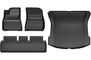 Maysoo Floor Mats for Tesla Model 3 2023-2017 TPE All-Weather Cargo Liner and Rear Cargo Trunk Floor Mats Interior Accessories (4-Piece Set)