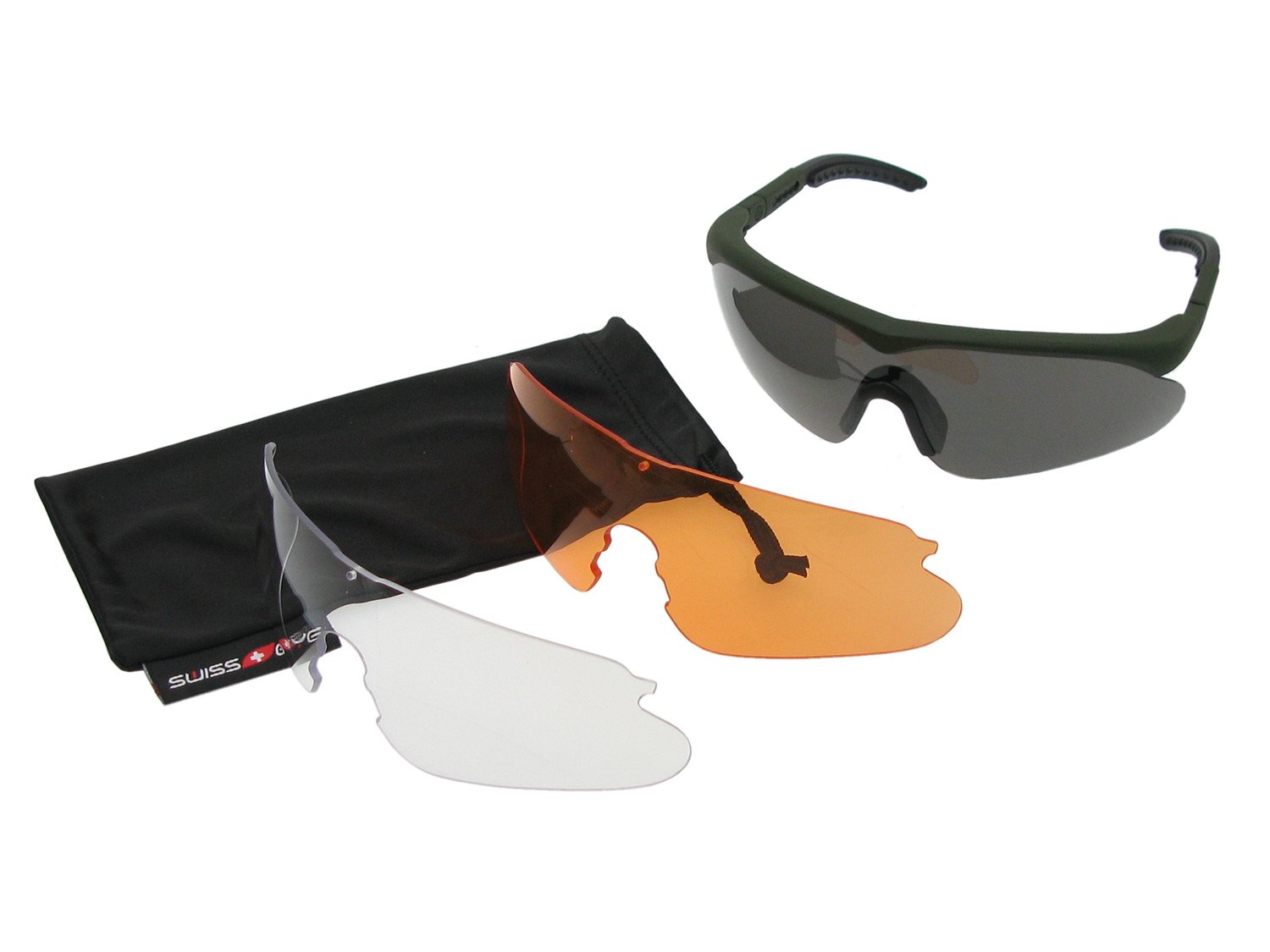 Swiss Eye Raptor glasses, frame -rubber green-, 3 lenses, antifog/antiscratch coating [10163