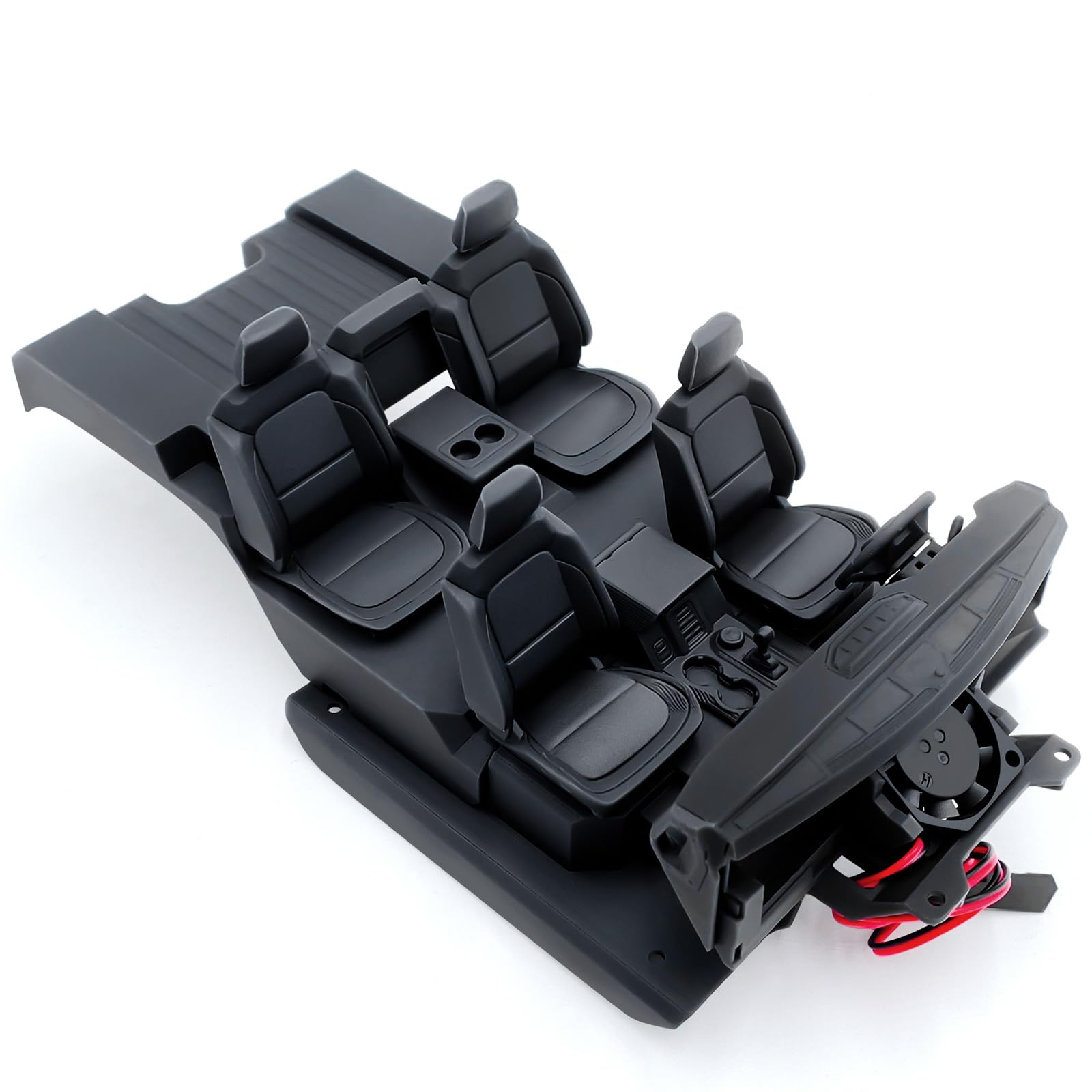 Photo 1 of RCHUBAM TRX4-M RC Car Interior Decoration with Cooling Fan RC Complete Interior Cab Seat Kit Compatible with TRX4M 1/18 RC Crawlers Car BodyShell Decoration Parts (Black)