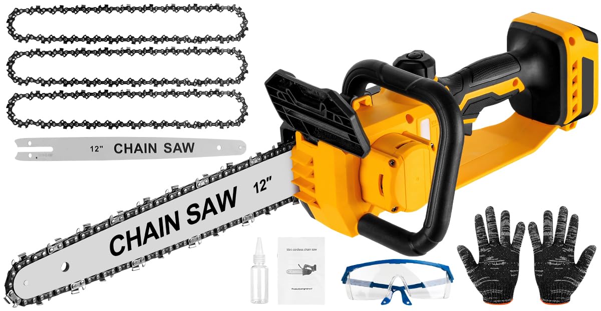 Photo 1 of Mini Chainsaw Cordless Compatible for Dewalt 20V Battery (Without Battery, Tool Only) 12 Inch Handheld Brushless Electric Chainsaw with Auto Oiler & Security Lock, for Wood, Trees Cutting
