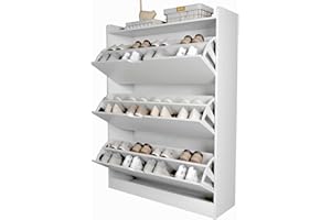 Noliven Shoe Storage Cabinet for Entryway, FreeStanding Storage Organizer with Flip Drawers, Wooden Shoe Storage Organizer, f