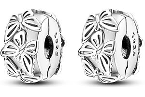 Parmuz Clip Spacer Charm for Bracelet 925 Sterling Silver Pave Cubic Zirconia Clip Lock Spacer Stopper Bead Star Moon Evil Eye charms Jewelry Gift for Woman