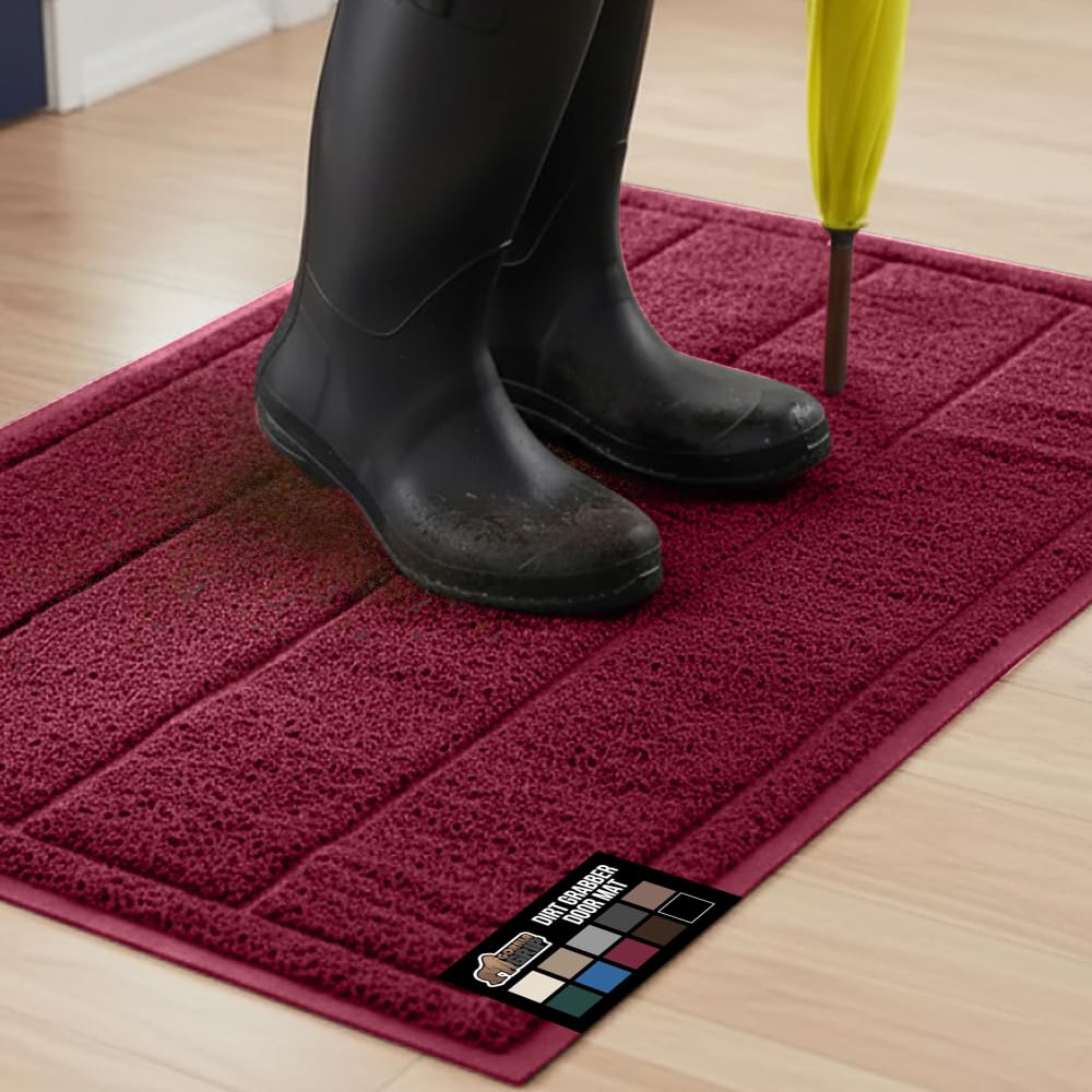 GORILLA GRIP Dirt Grabber Front Door Mat, 47x35 Heavy Duty Welcome Mats for Indoor or Outdoor Entryw