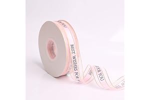 Gift Ribbon, Letter Design Gift Wrapping Ribbon for Birthday Ribbons Bow Wrapping Cake Decor Best Wishes for You (Pink)