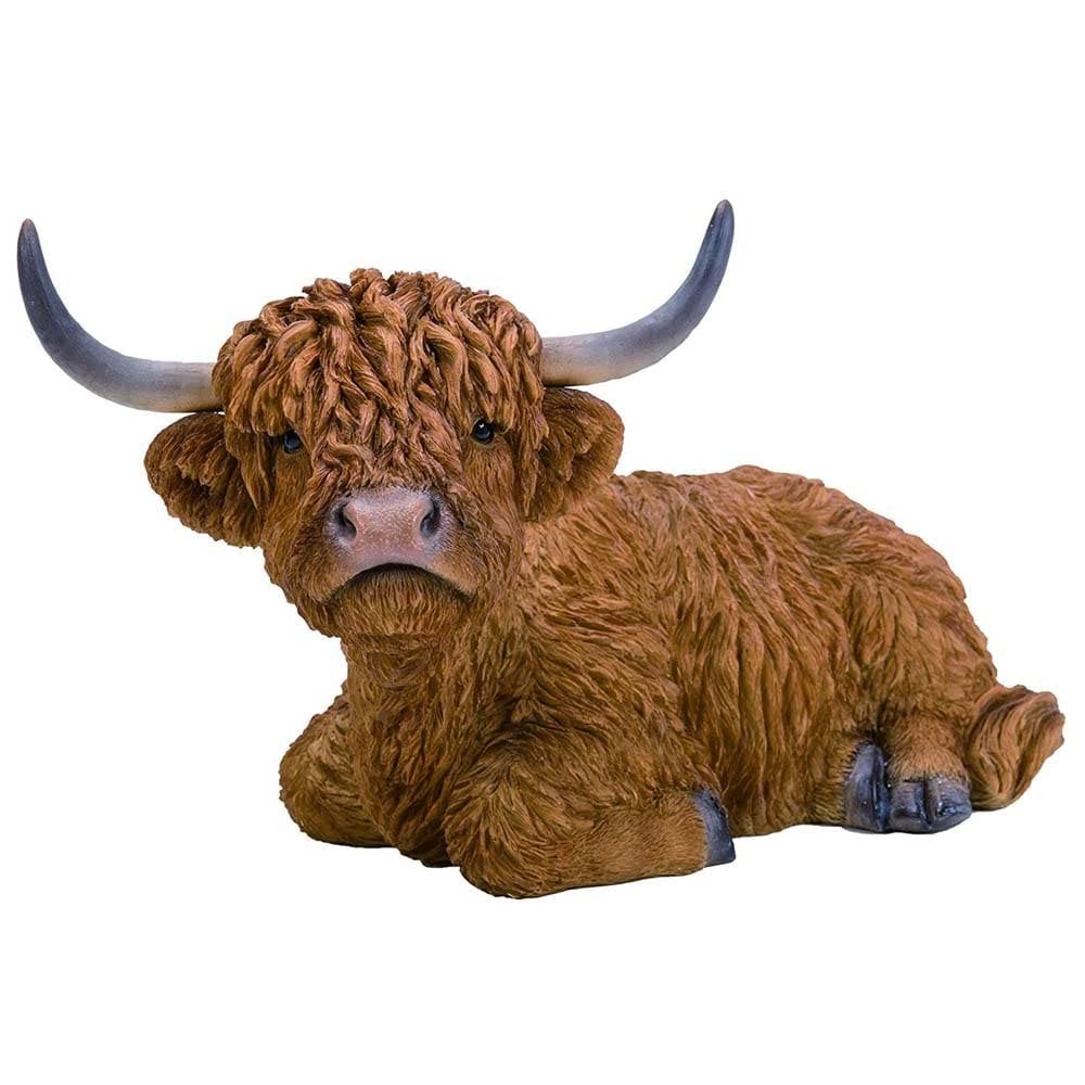 Vivid Arts - Farm Real Life Laying Highland Cattle Home or Garden Decoration (XRL-HLCL-D)
