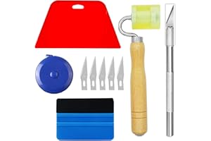 CARTINTS Wallpaper Smoothing Tool Kit Include Tape Measure, Red Squeegee, Rubber Hand Rollers, Craft Knife for Adhesive Paper Application Window Film Craft Vinyl