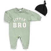 Sinhoon Baby Boy Outfits Little Brother Newborn Outfit Soft Cotton Romper Letter Print Coming Home Clothes with Hat