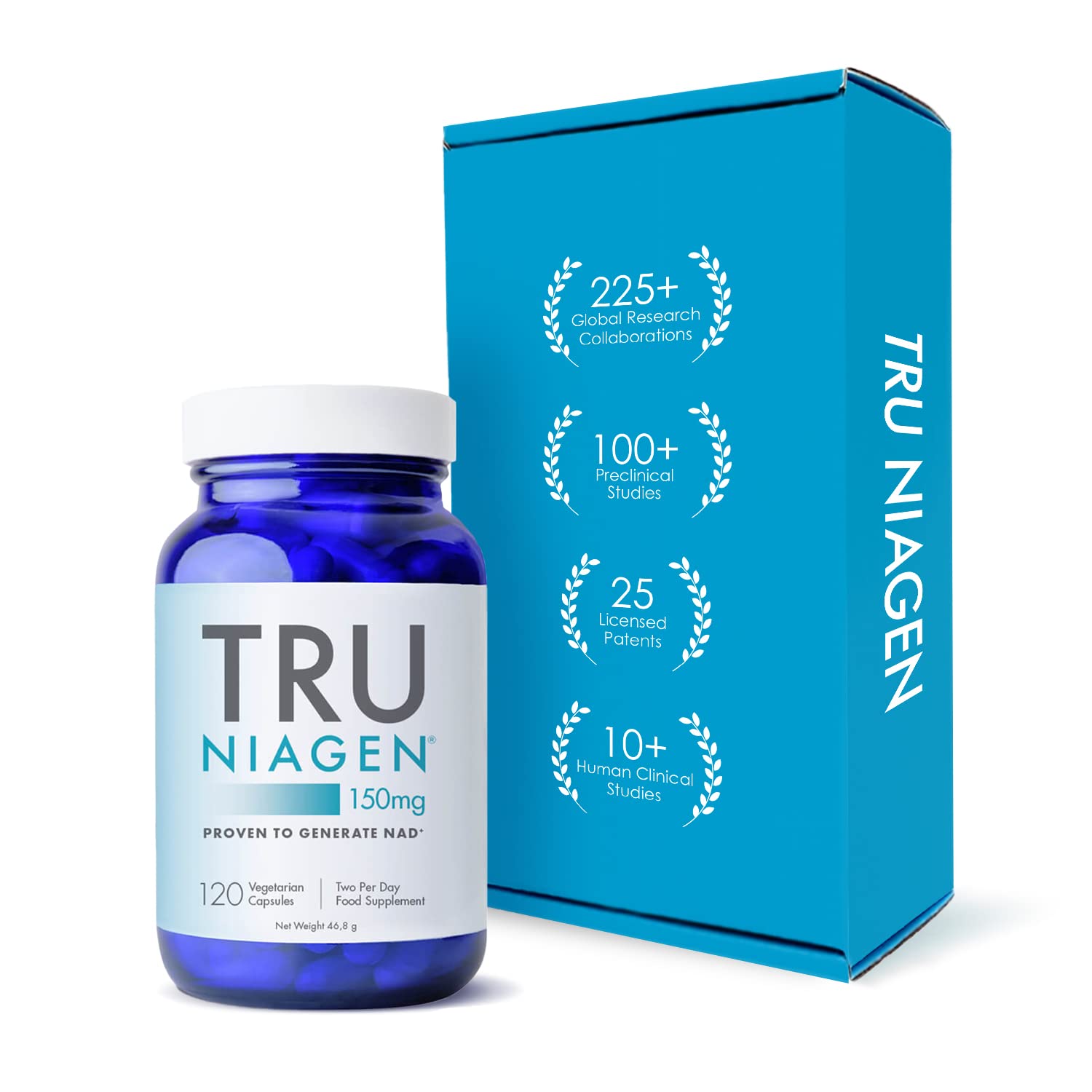 TRU NIAGEN NAD+ Supplement for Reduction of Tiredness & Fatigue, Patented Formula, Niacin as Nicotinamide Riboside NR - 150mg x 120 Count
