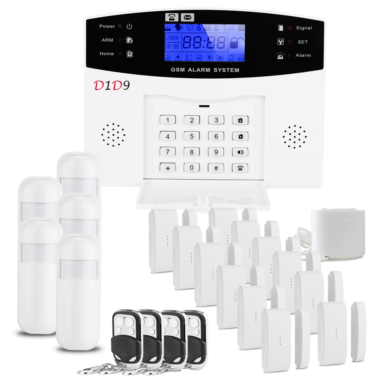 D1D9 24pcs Wireless DIY Home Burglar Alarm System, 4G WiFi GSM, No Monthly Fee,Home Security with App Alert