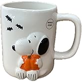 Rae Dunn Peanuts Halloween Ceramic Coffee Tea Mug, Holding Pumpkin (Spooky & Sweet)