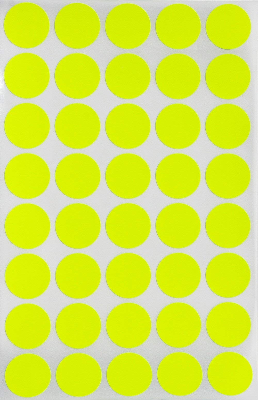 Royal Green Round Stickers Colour Dot Labels 2cm (19mm) 3/4 Inch - Neon Yellow - 600 Pack
