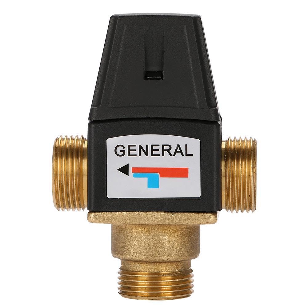 DeWIN 3 Way Thermostatic Mixer, Brass Water Mixer with 3 Way DN20 Male Thread for Solar Water Heaters, Hot Water Appliances, Underfloor Heating