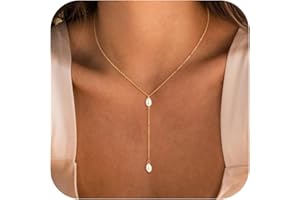BLThing Pearl Necklaces for Women - 14K Gold Plated Y-Shaped Choker Necklace for Women, Gold Jewelry Beaded Necklace Gifts for Teens
