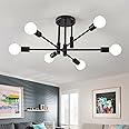 NILSE Modern Sputnik Chandelier, 6-Light Industrial Semi Flush Mount Ceiling Lights Fixture, Farmhouse Ceiling Mount Lighting Fixtures for Dining Room Bedroom Living Room Foyer Kitchen