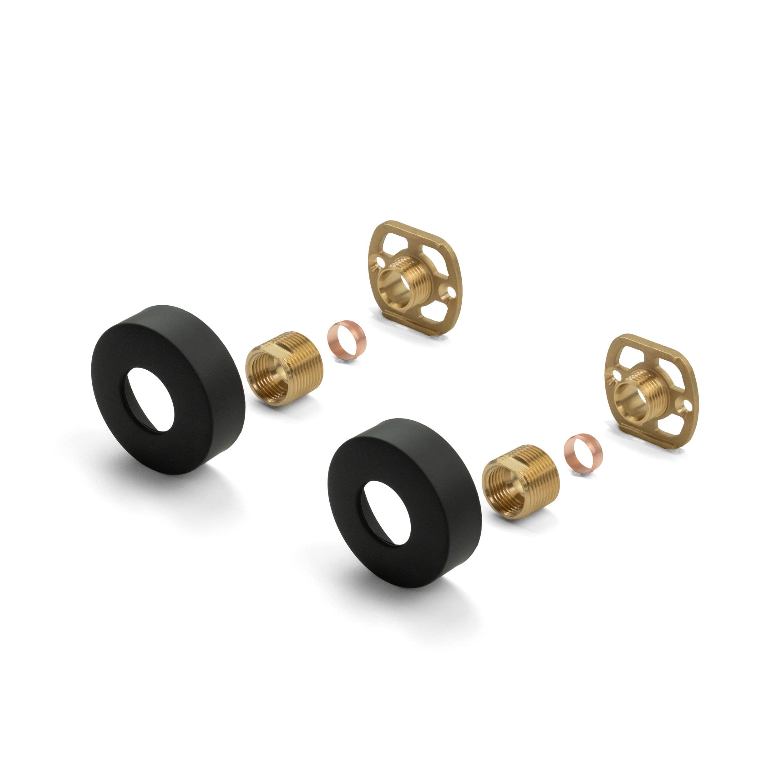 Xcel Home Black Round Shower Fixing Kit Plates (Pair) with 3/4 Connections - Brass, Wall Mounted for Exposed Shower Valves