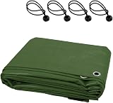 SolaDirect Waterproof Tarpaulin 1.5x2m Green with 4 Ball Bungees 90 GSM