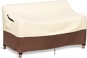ADBAOBO Outdoor Furniture Cover, Patio Furniture Covers Waterproof, Outdoor Couch Loveseat 2-Seater Sofa Bench Table Cover Heavy Duty 900D with Air Vent and Handles, 60" W x 34" D x 30" H, Beige&Brown