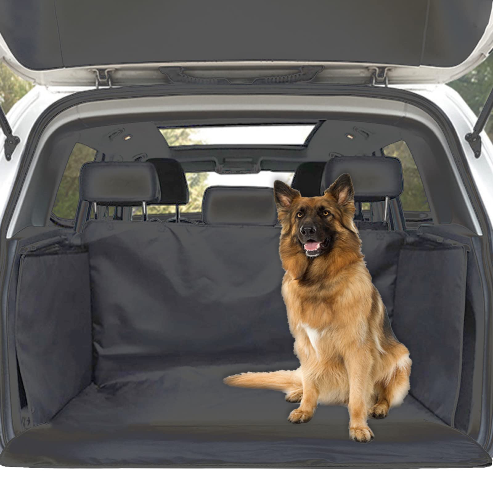 FINEVERNEK Car Boot Cover for Dogs, Universal, Black