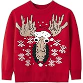 ILAVSUN Ugly Christmas Sweater Kids Girls Boys Reindeer Snowflake Knitted Xmas Holiday Pullover Sweater 2-9 Years Old