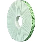 3M 4032 Double Coated Urethane Foam Tape, Bonding, Attaching, Mounting, White, 1 in x 5 yd, 1 Roll