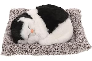 MUCKLILY Cute Tuxedo Cat Dashboard Ornament Realistic Plush Sleeping Cat Decor Adorable Car Interior