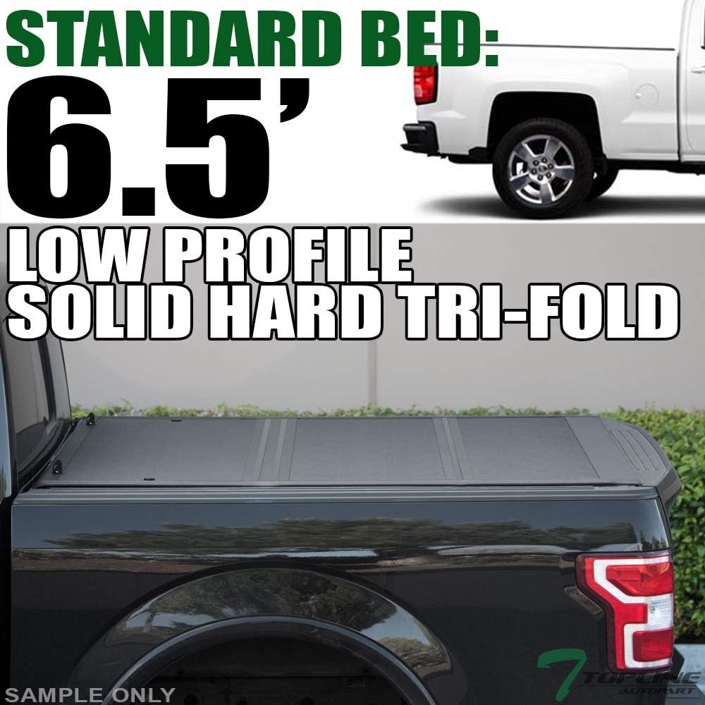 Amazon Com Topline Autopart Low Profile Tri Fold Hard Plastic Truck Bed Tonneau Cover For 19 20 Up Chevy Silverado Gmc Sierra 1500 2020 2500 3500 Hd 6 5 Feet 78 Bed Automotive