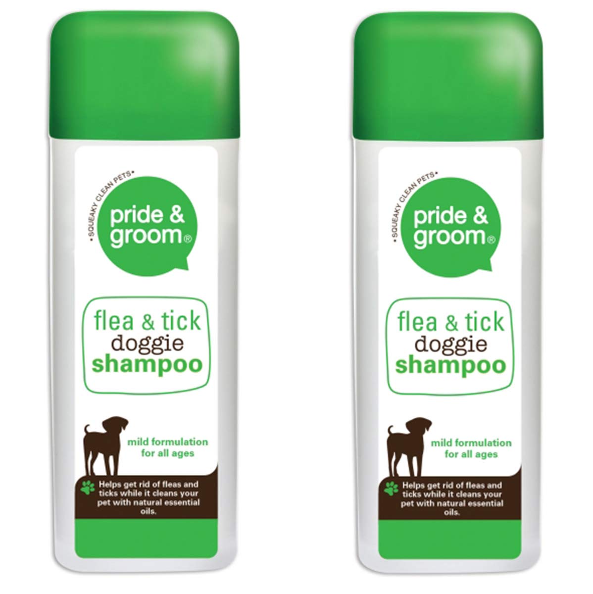Pride & Groom 2 x Flea & Tick Doggie Shampoo - Dog & Puppy Mild Formulation 300ml