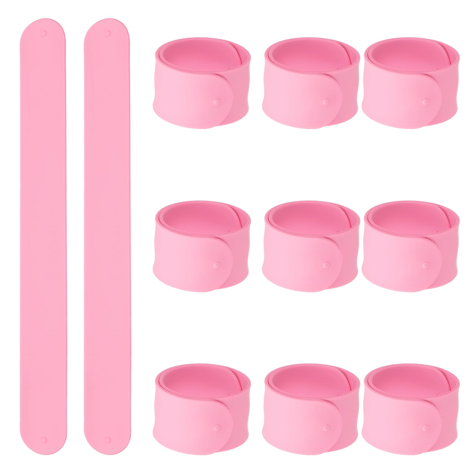 sourcing map 10 Pcs Silicone Slap Bracelets Bulk, Snap Wristbands Bracelets Multicolor Bands Wraps for Party Favors, Classroom Reward, DIY Painting Crafts, Pink
