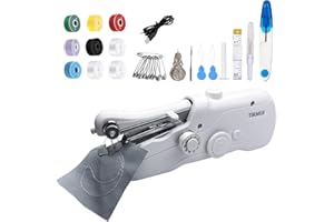 TIKMUS Handheld Sewing Machine, Mini Sewing Machine for Adults Quick Stitching, Portable Sewing Machine with Sewing Supplies Suitable for Clothes, Jeans, DIY, Home, Travel (White)