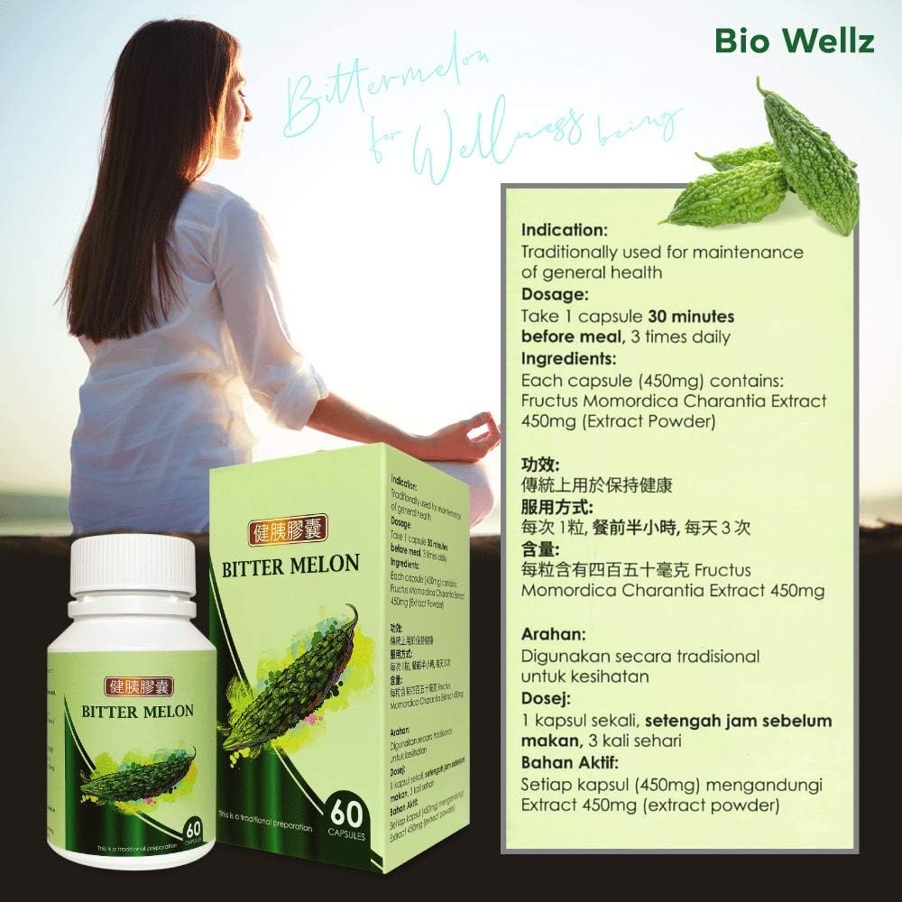 Bitter Melon Capsules 450mg 60 Capsules/Bottle Blood Sugar Support