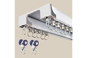 LXSEHN Silent Double Row Ceiling Curtain Track, Heavy-Duty Curtain Double Track Rail, Aluminum Drapes Rail for Bedroom, Living Room, Hospital (White,78.7in/200cm)