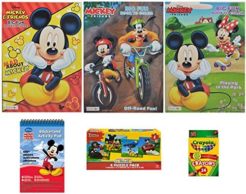 Mickey Mouse Gift Box by GiftMunkie - 6 Piece Coloring, Stickers &amp; Puzzle Bundle