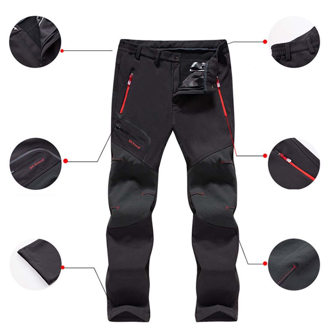 Pantaloni Sci Ragazzo Pantaloni Da Trekking Impermeabili Softshell