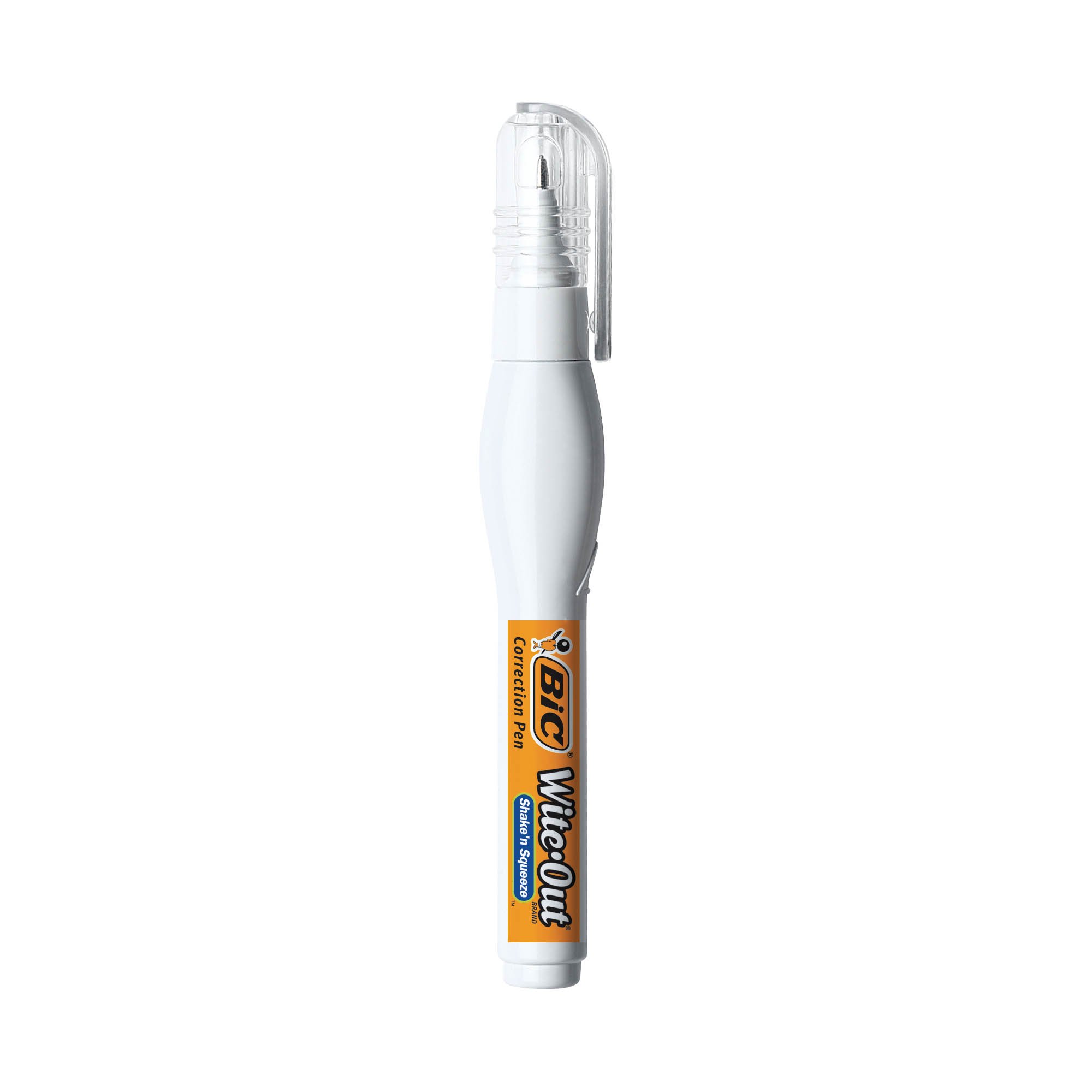 BIC WiteOut Shake 'n Squeeze Correction Pen, 8 ml, White, 4/Pack