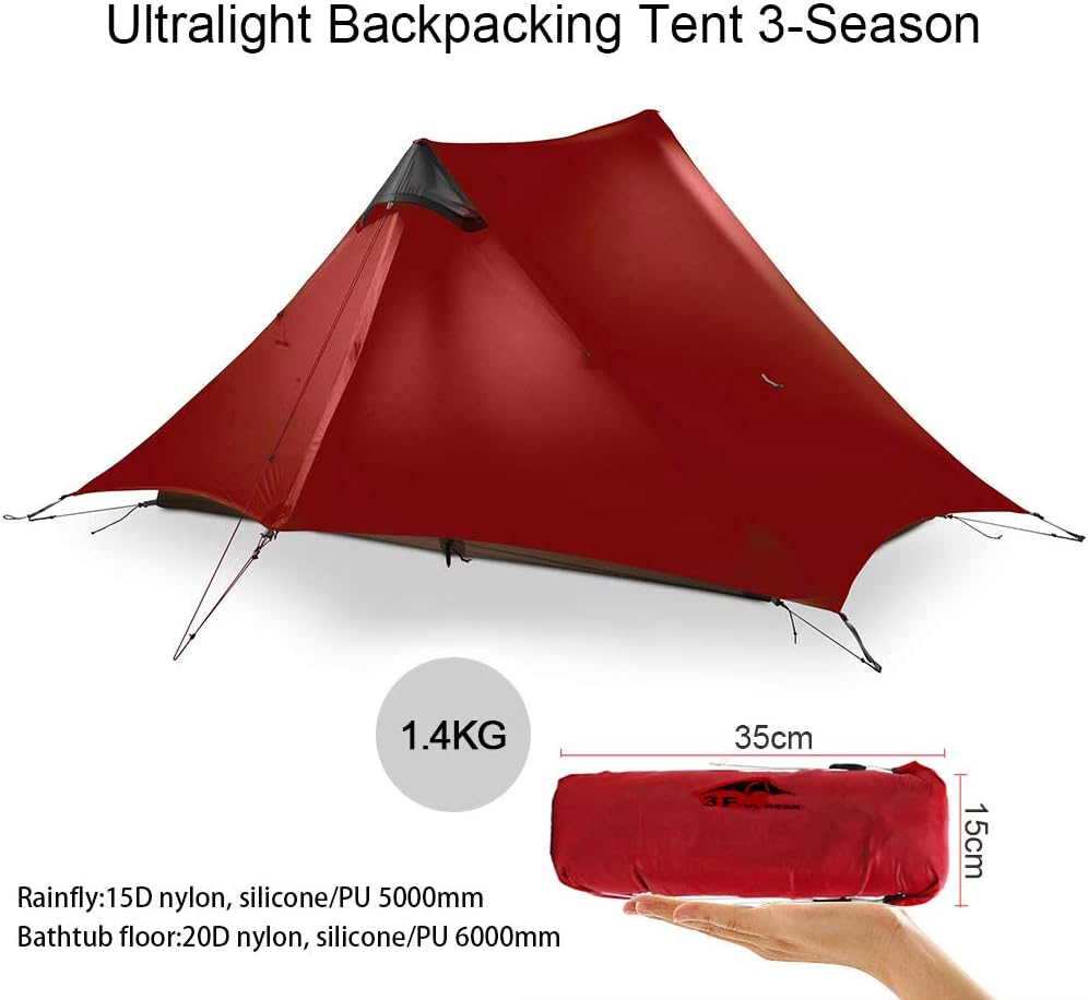 KIKILIVE Ultralight Tent 3-Season Backpacking Tent for 1-Person or 2-Person Camping, New LanShan Outdoor Camping Tent Shelter,Perfect for Camping, Trekking, Kayaking, Climbing, Hiking