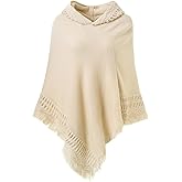 Ferand Ladies' Hooded Cape with Fringed Hem, Crochet Poncho Knitting Patterns for Women