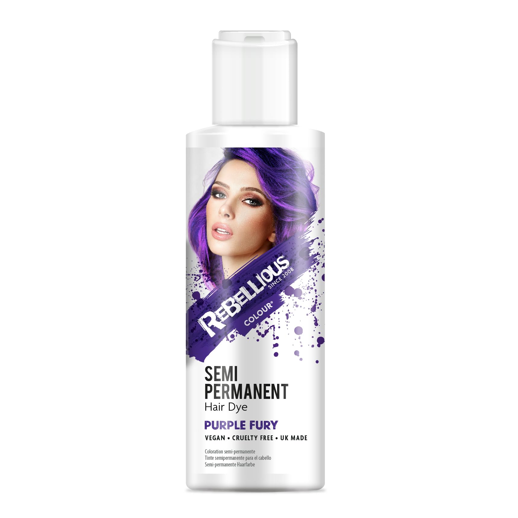 Rebellious Colours Vegan Semi Permanent Hair Dye Colour 100ml (Purple Fury)