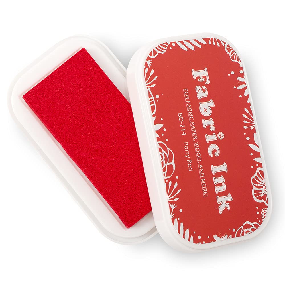 Fabric Ink Pads for Rubber Stamps, Washable Craft Ink Pads for Card Making Scrapbook, Permanent Ink Pad for Wood, Paper, 3.7 x 2.1" (Red, 214)
