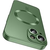 LEKEVO Magnetic for iPhone 14 Case [Compatible with MagSafe][Built-in Camera Lens Protector] Slim Soft Silicone Bumper Shockproof Metallic Luster Phone Case (Green)
