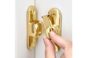 INIRET 2 Packs Barn Door Latches,90/180 Degree Gate Lock,Flip Gate Latches Hardware,Zinc Alloy Right Angle Door Lock Latch,Door Security Sliding Door Latch Lock fo Cabinets,Bathroom (Gold)