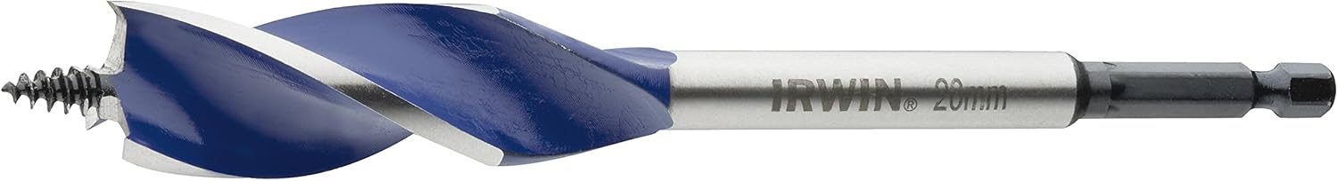 Irwin 10506622 6X-Speed Blue Groove Wood Drill Bit 20mm, Silver / Blue