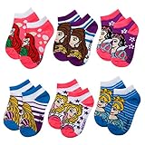 Disney Girl's 6 Pack Knit Ankle No Show Socks (Six Pairs)
