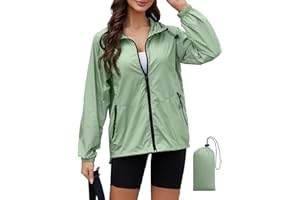 CRIPOM Rain Jacket Women Waterproof Lightweight Jacket With Hood Packable Raincoat with Pockets S-XXL