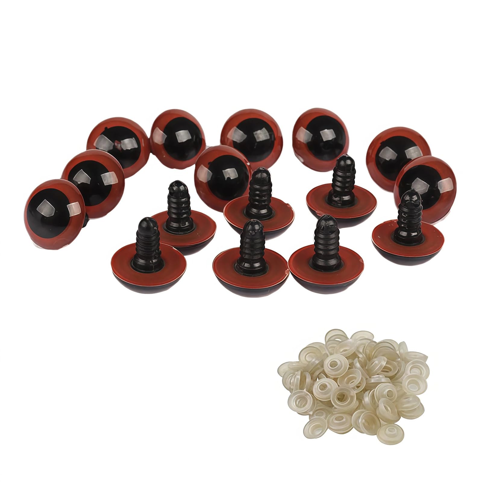 100PCS 16mm Brown Plastic Safety Eyes with Washers for DIY Sewing Crafts Making Supplies