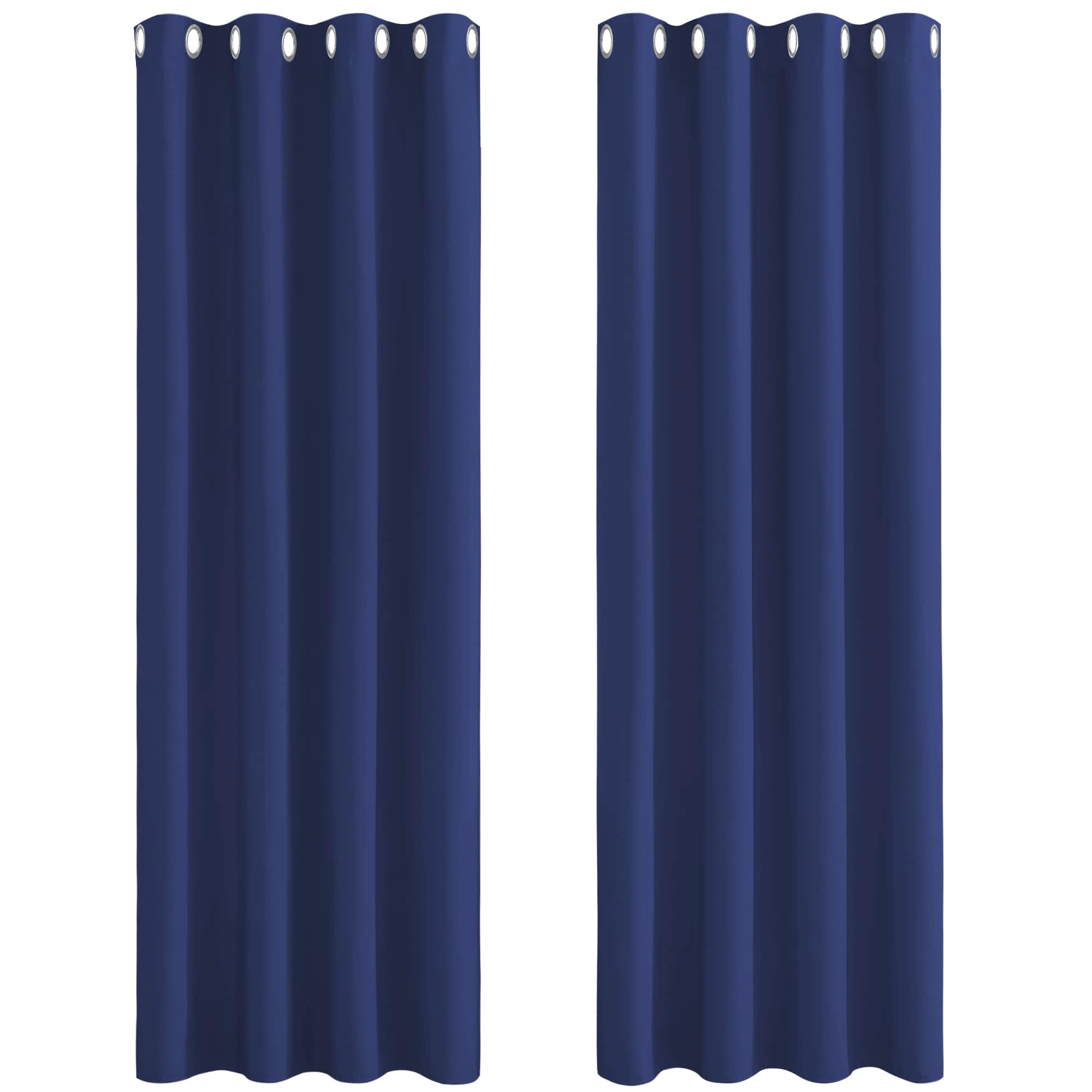 PONY DANCE Blue Blackout Curtains - 84 Drop Eyelet Room Divider Window Treatment Panels for Rented House Eyelet Curtains for Sliding Glass Door, 1 Pair, 52 x 84 Inch, Blue — image 1