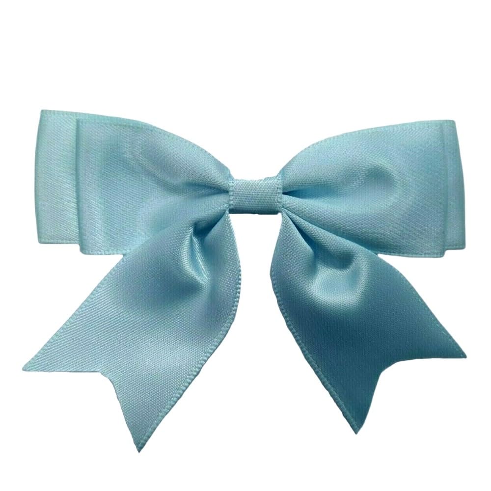 Trucraft - Satin Ribbon Double Craft Bows - 10.5cm Wide - Pack of 5 - Baby Blue