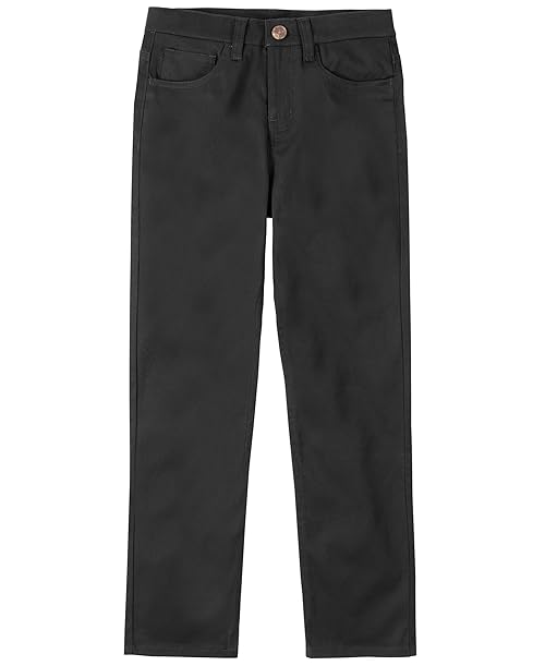 Nautica Big Boys School Uniform 5 Pocket Flat Front Pant, Black, 18 Husky