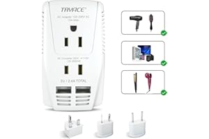 TryAce 2000W Travel Voltage Converter Step Down 220v to 110v Power Converter for Hair Dryer Straightener Curling Iron, 10A Power Adapter with 2 USB Charging EU/UK/AU/US Worldwide Plug for Laptop Phone