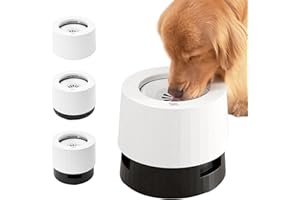 Pawque Raised 95oz Slow Drinking Dog Water Bowl No Spill for Medium Large Breed, Single Elevated Stainless Steel Water Bowl with Floating Disc, Stable Sturdy Base and Snap on Adjustable Height Stand